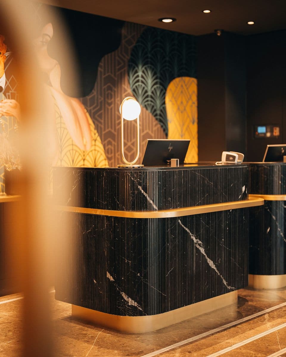 A hotel reception desk